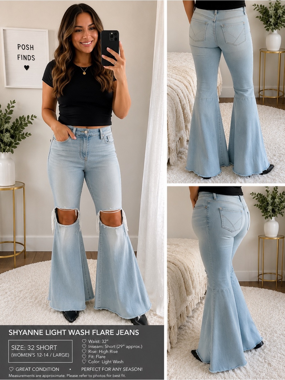 Shyanne Light Wash Distressed High-Rise Flare Jeans